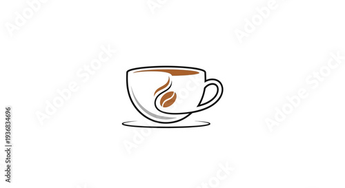 Coffee Cup Logo with Bean and Steam - Minimalist Design