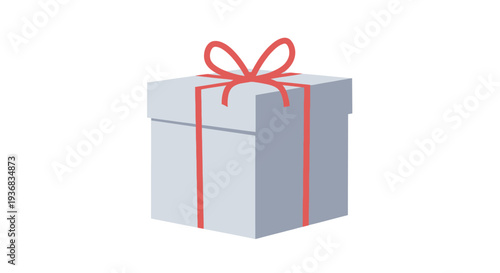 Gift Box Wrapped with Red Ribbon Bow Isolated on White Background