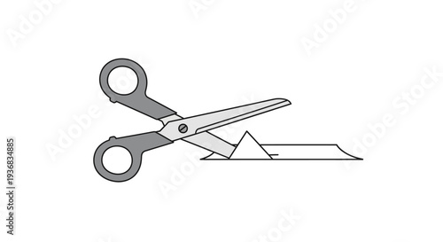 Scissors Cutting Paper Strip