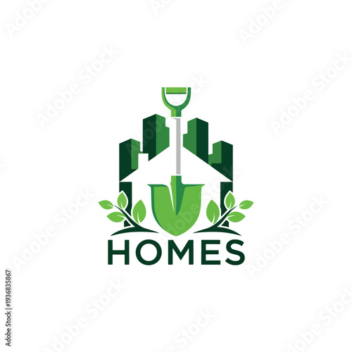 Green Urban Home Construction and Property Development Logo Illustration