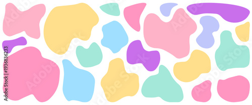 Set of soft pastel abstract blob shapes in pink, mint, yellow and blue. Gentle collection for nursery decor, baby shower invitations, feminine branding and lifestyle graphics