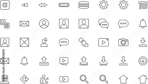 Collection of web interface icons in flat design vector illustration