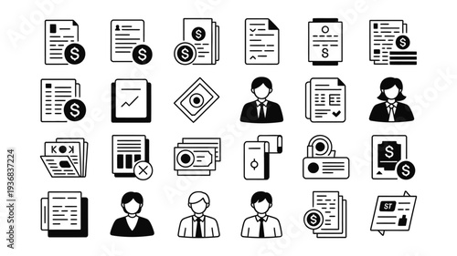 Business icons vector set for finance and banking illustration