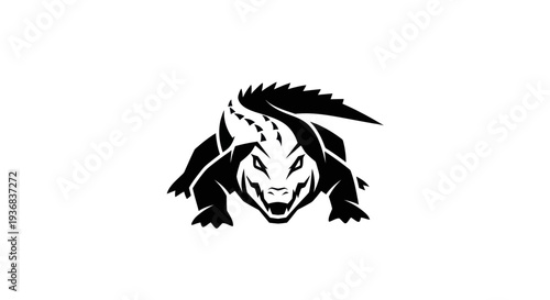 Stylized alligator silhouette on white