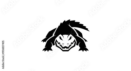 Stylized alligator silhouette on white