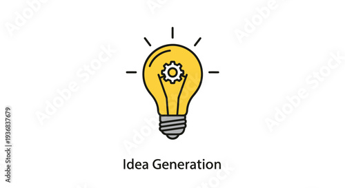Lightbulb with Gear Icon: Idea Generation Concept.
