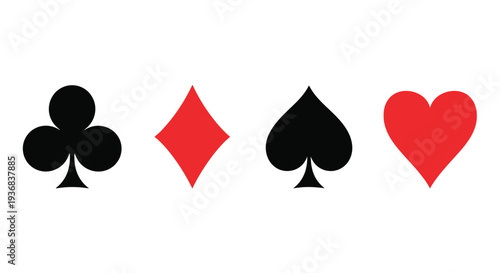 Classic poker playing card suits vector illustration graphic design depicting the traditional symbols of clubs, diamonds, spades, and hearts