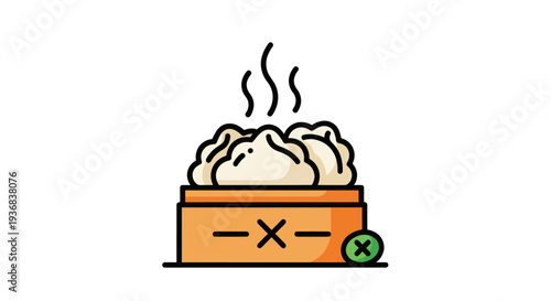 Steaming dumplings in bamboo steamer