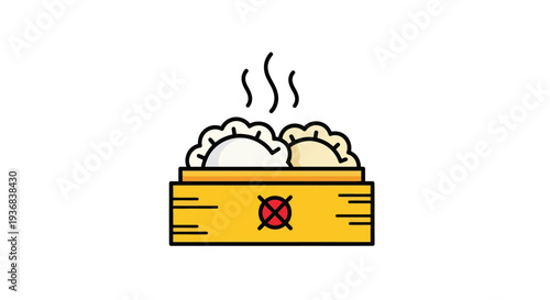 Steaming dumplings in bamboo steamer