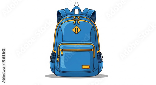 Blue Backpack with Multiple Compartments for School and Travel.