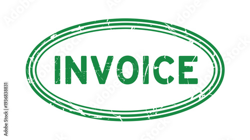 Invoice stamp vector illustration with green color and oval shape