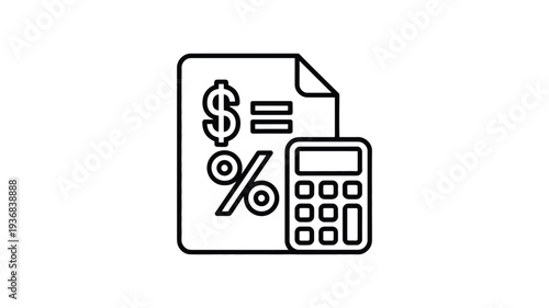 Calculator and document icon for financial calculation and budgeting