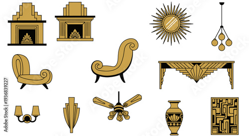 Art Deco Furniture and Home Decor Collection with Geometric Patterns.