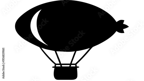 Hot Air Balloon Black Silhouette PNG, Air Transport Shadow Icon