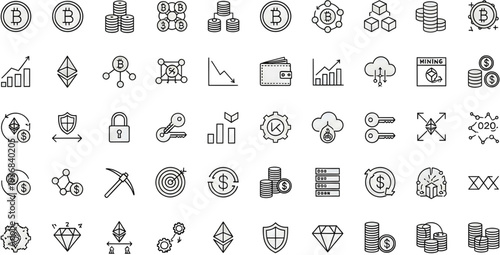 Collection of business and finance vector icons set, flat design illustrations