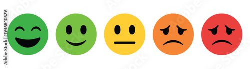Set of emoji, emoticons vector icon collection for web or app, featuring happy, sad, love, laugh, and neutral faces, perfect for user feedback