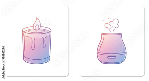 Two icons: a lit candle and an essential oil diffuser.