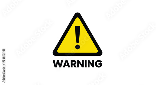 A clear yellow and black triangular warning sign vector illustration with an exclamation mark and bold text indicating caution or danger, perfect for safety graphics.