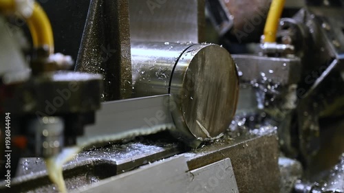 Large industrial machine for cut of steel parts in heavy industry.