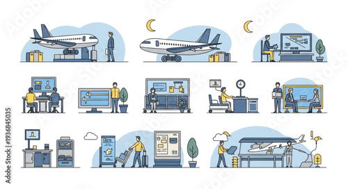 Modern Office Workspace with Computers and Technology.