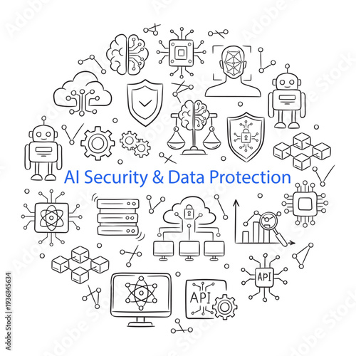 Hand-Drawn AI Security and Data Protection Icon Set