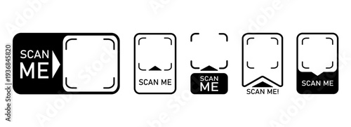 Set with scan me icon for qr code. Scanner border shape. Screen of frame scanner for mobile phone. Vector illustration
