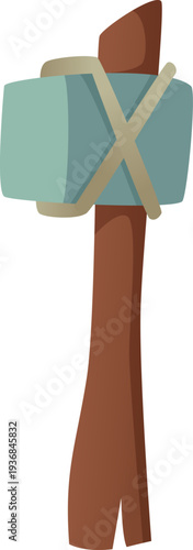 Stone hammer cartoon icon. Ancient craft tool