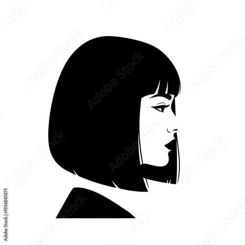 Black and White Silhouette of a Woman's Profile