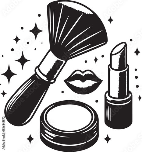 Modern lipstick silhouette cosmetic beauty product symbol for makeup industry