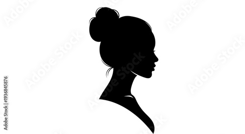 Silhouette of a Woman's Profile with Hair Bun