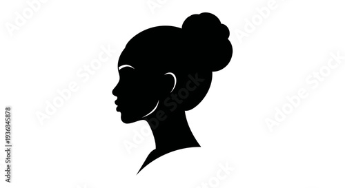 Black Silhouette Profile of a Woman with Updo