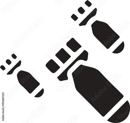 Three military bombs falling icon illustration