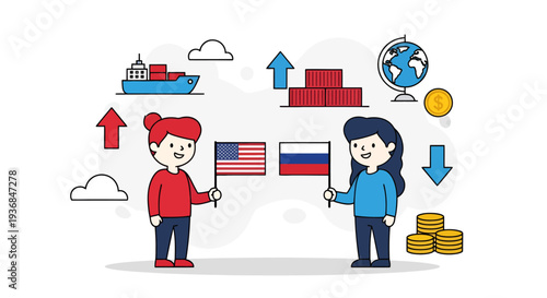 International Trade and Currency Exchange Illustration