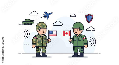 Military personnel exchanging flags in peace ceremony