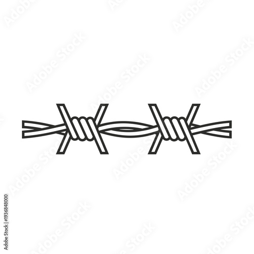 Barbed wire illustration in minimalistic black line style  