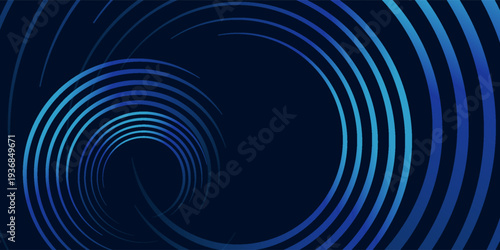Abstract futuristic background with two spiral vortex patterns made of glowing concentric curved lines, clean vector design
