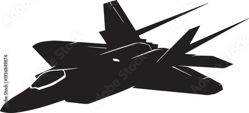 Fighter jet silhouette vector illustration for aviation and technology themes