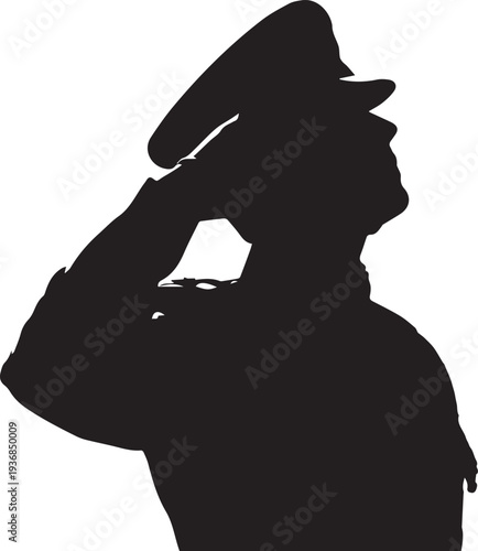 Soldier saluting vector silhouette illustration for memorial day and military pride honor