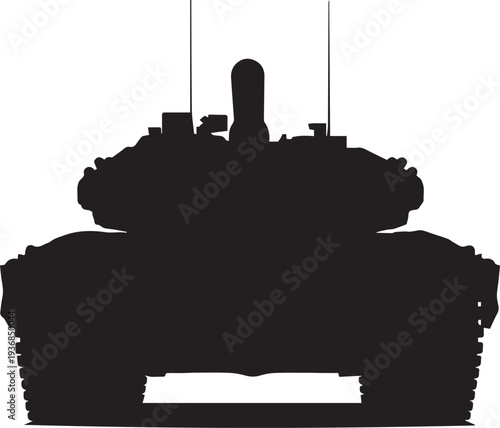 Tank silhouette vector illustration for military and war themes