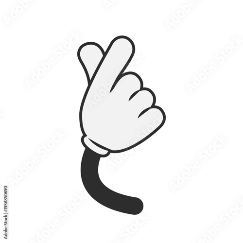 Cartoon fingers crossed hand gesture symbolizing the heart.