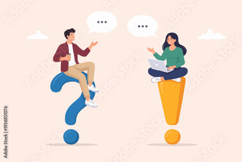 People with questions and answers