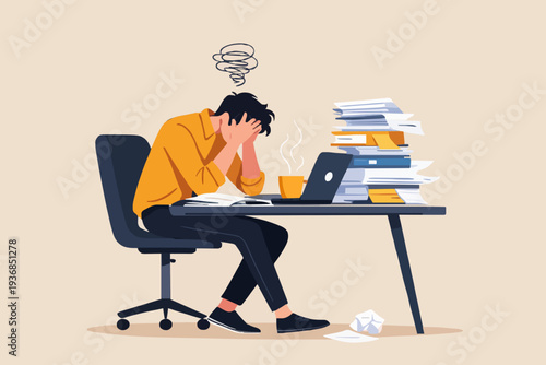 Person at Desk with Problems