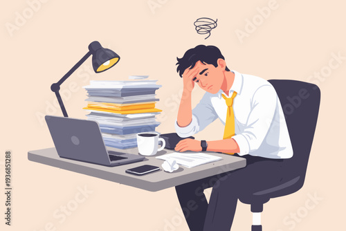 Man at Desk with Laptop