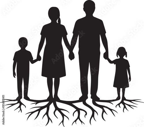 Family roots silhouette concept vector illustration