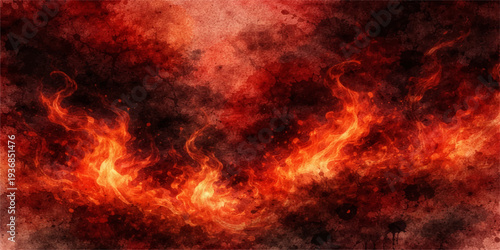 Abstract fire and burning flame explosion in the dark with orange fiery motion and red inferno heat energy backgrounds for seamless loop animation design in black space flow