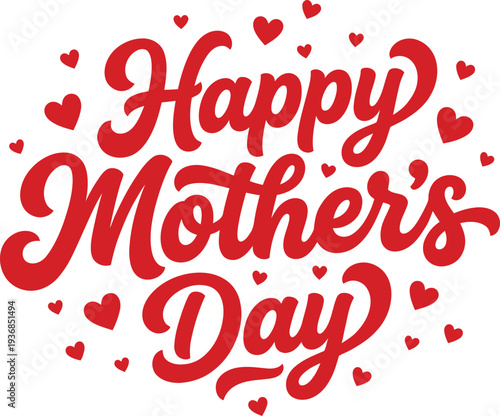A festive red and white illustration wishing a happy mother s day