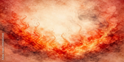 Abstract burning fire background with red hot flames and orange smoke texture creating an inferno explosion design with dark motion and fractal light art