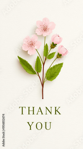 Elegant thank you card featuring blossoms on neutral background for special occasions
