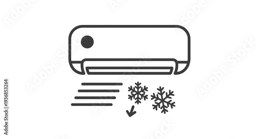 Air Conditioner Icon Vector Illustration Cooling Airflow Snowflakes Symbol Technology Climate Control HVAC System Graphic Design Element