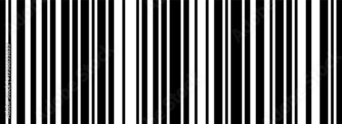 Seamless bar code strip pattern with vertical thin and thick lines. Abstract geometric texture background for retail, supermarket